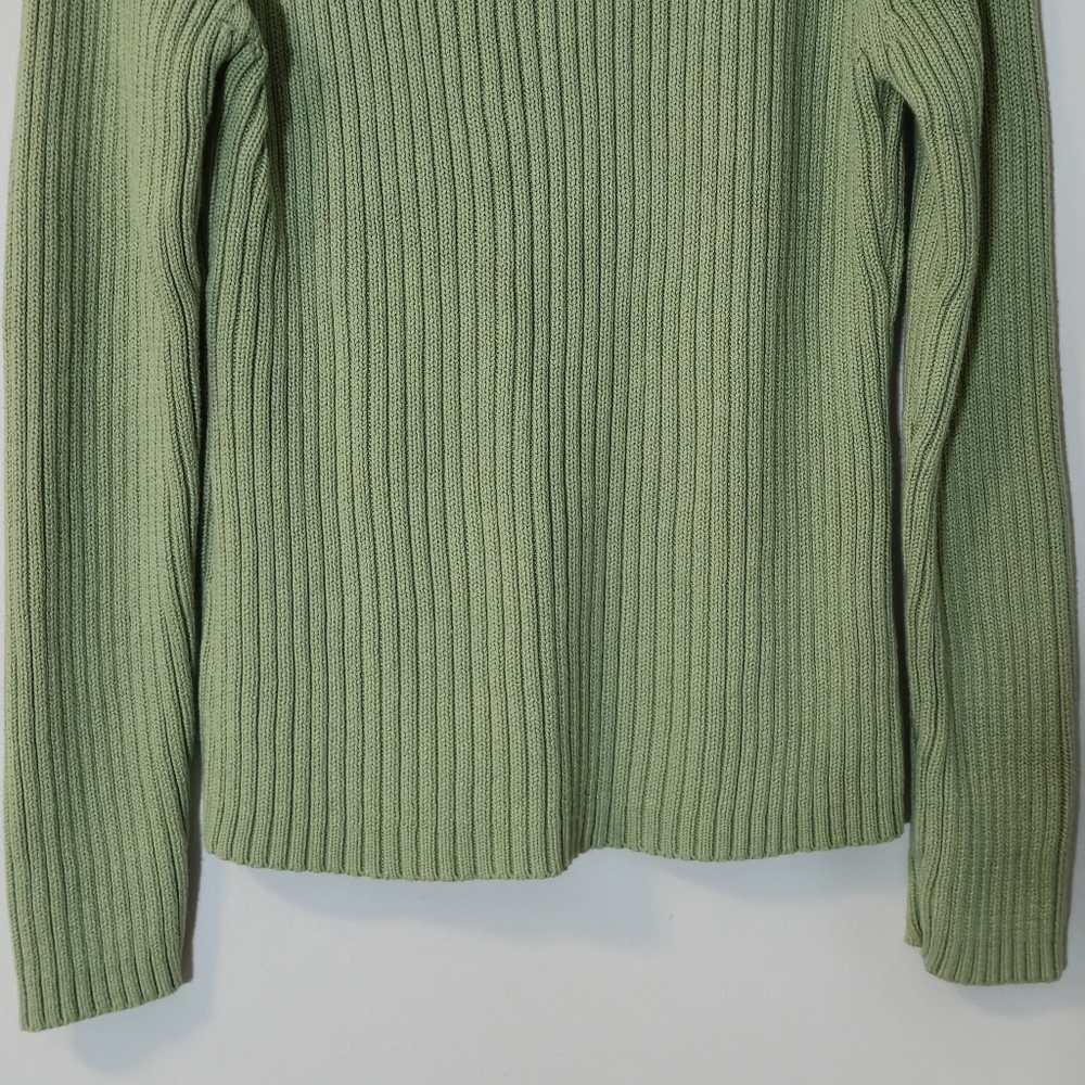 Reitmans XL Sage Green 100% Cotton Asymmetrical Zip Ribbed Sweater - Picture 9 of 12